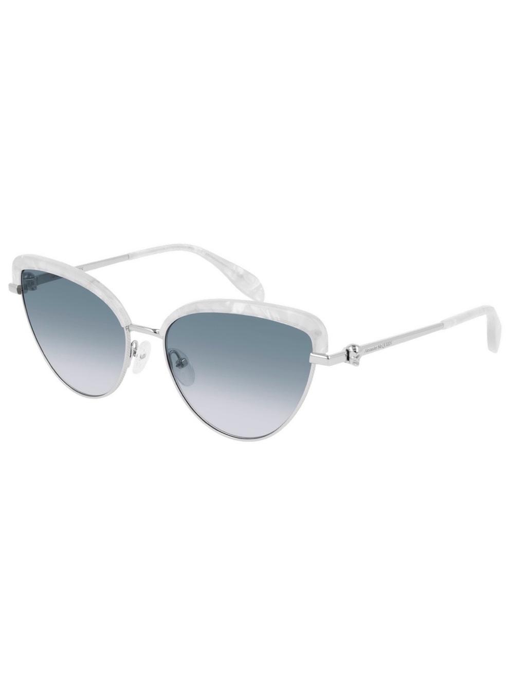 Alexander McQueen AM0257S Cat eye sunglasses white silver frames gray lenses